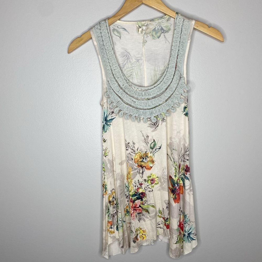 Anthropologie Weston Wear Womens Small Floral Sleeveless Top Crochet Boho